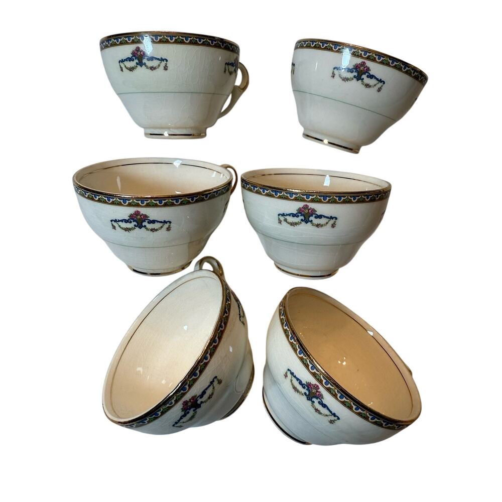 Vintage Pope Gosser Melrose Footed Cups, Set of 6 from 1940s Collectables 2”